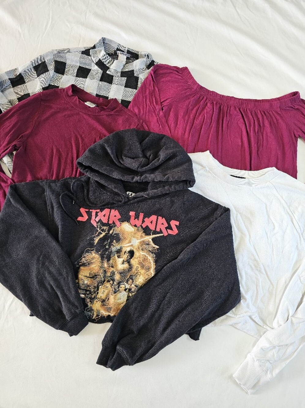 5pc Small/XS Bundle of Cropped Long Sleeve Tops Hoodie Loungewear Comfy Relax